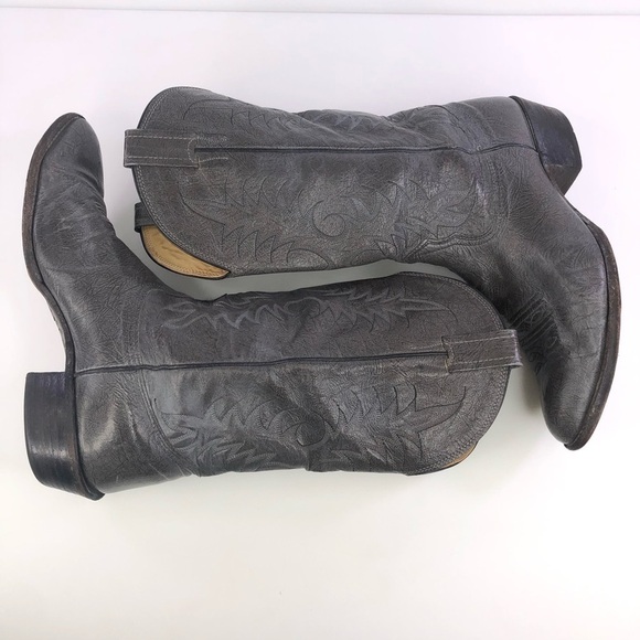 Nocona Gray Leather Cowboy Western Boots Size 10.5EE - Picture 3 of 9